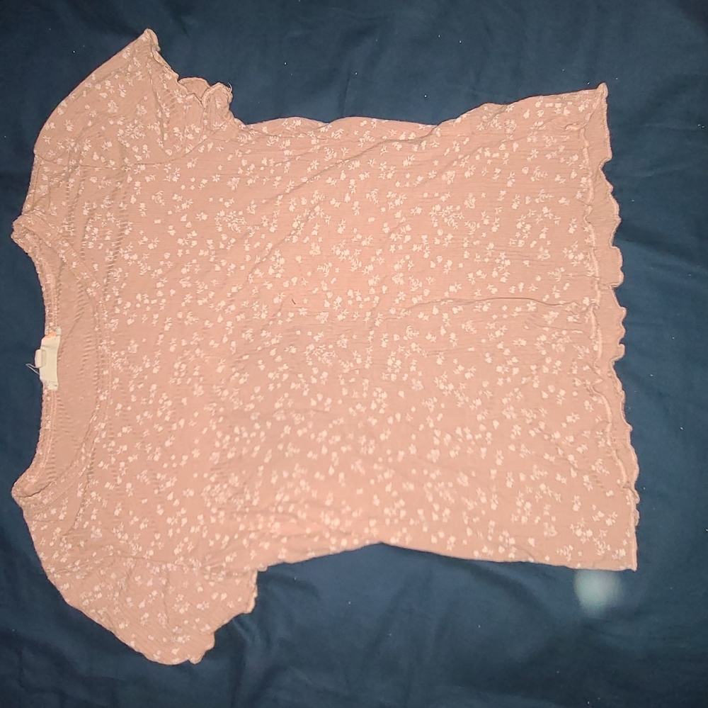 Pink Rose floral t shirt pink and white Medium